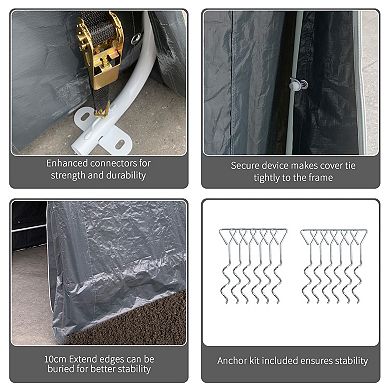 Garden Garage Storage Tent Metal Frame Bike Shed W/ Zipper Doors