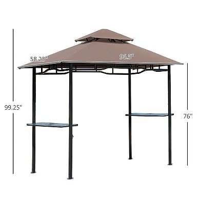 8 Foot Backyard  Barbeque Grill Canopy Cover With Two-layered Smoke Vent Design