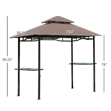 Outsunny 8ft x 5' Grill Gazebo with Double Roof BBQ Gazebo