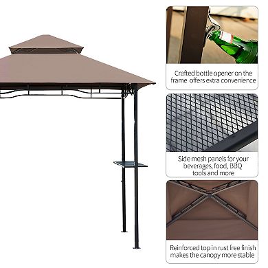 Outsunny 8ft x 5' Grill Gazebo with Double Roof BBQ Gazebo