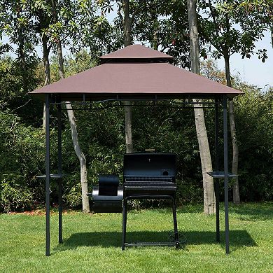 Outsunny 8ft x 5' Grill Gazebo with Double Roof BBQ Gazebo