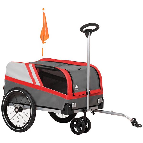 PawHut 2 in 1 Travel Dog Stroller Small Pet Bicycle Cart Carrier with