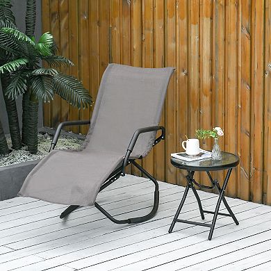 Outdoor Zero-gravity Garden Sun Rocking Folding Chair For Backyard, Pool, Brown