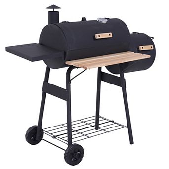 Outsunny 231 Sq.In. Steel Portable Charcoal BBQ Grill and Offset Smoker Combo