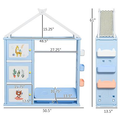 Roomy Kids Wardrobe Closet Hanging Rack Built For Kids Bedroom Storage, Orange