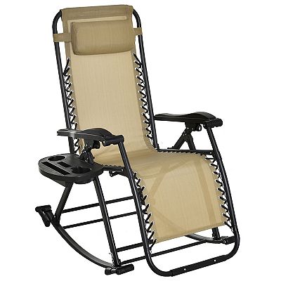 Outsunny Zero Gravity Reclining Lounge Chair Patio Folding Rocker