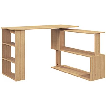 360° Rotating Combo Writing Table Office Hollow Core Hobby Desk w/ Storage Shelf