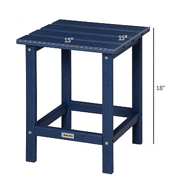 Outsunny Patio Side Table Square Outdoor End Table HDPE Plastic Tea Table for Adirondack Chair Backyard or Lawn Black