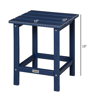 Patio Side Table, Outdoor Plastic End Table For Backyard Deck Lawn