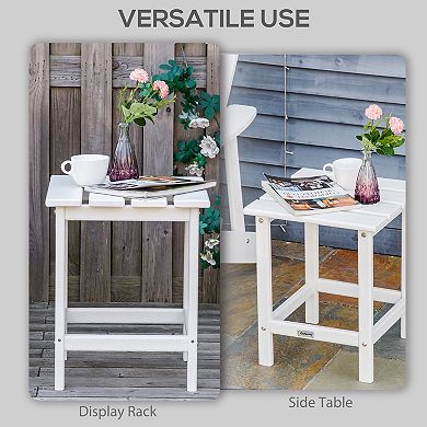 Patio Side Table, Outdoor Plastic End Table For Backyard Deck Lawn