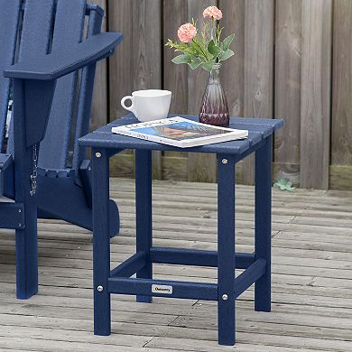 Patio Side Table, Outdoor Plastic End Table For Backyard Deck Lawn