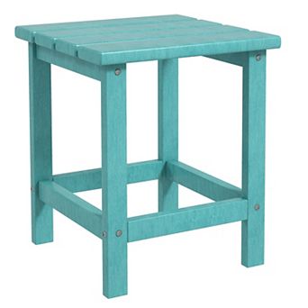 Patio Side Table, Outdoor Plastic End Table For Backyard Deck Lawn
