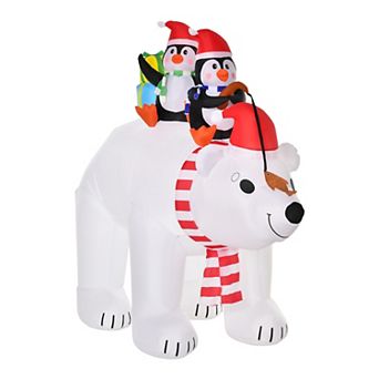 7 Ft Light Up Polar Bear & Penguins Led Lighted Christmas Inflatable Decoration
