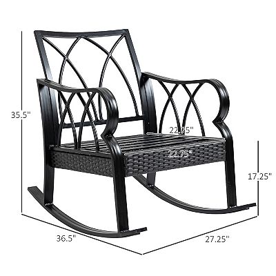 Outdoor Patio Rattan Rock Chair W/ergonomic Design, Aluminum Tube
