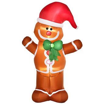 Xmas Season Inflated Gingerbread Man, Air Blown Up, Led Outdoor Decor, 6ft