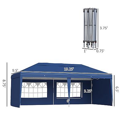 Outsunny 10' X 20' Pop Up Canopy With 4 Removable Sidewalls