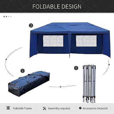 Outsunny 10' X 20' Pop Up Canopy With 4 Removable Sidewalls