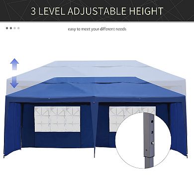Outsunny 10' X 20' Pop Up Canopy With 4 Removable Sidewalls