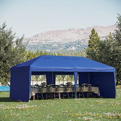 Outsunny 10' X 20' Pop Up Canopy With 4 Removable Sidewalls