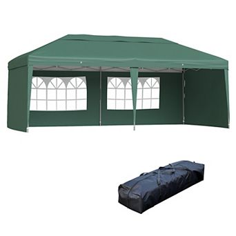 Outsunny 10' X 20' Pop Up Canopy With 4 Removable Sidewalls