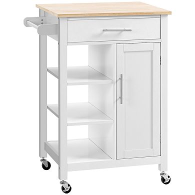 Portable Kitchen Island Storage Cabinet W/ Adjustable Shelf & Towel Rack, Grey
