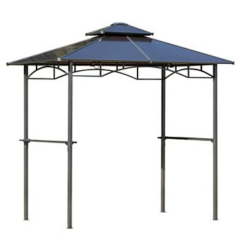 8' X 5' Barbecue Grill Gazebo Tent Bbq Canopy W/ Side Shelves Pc Roof, Brown