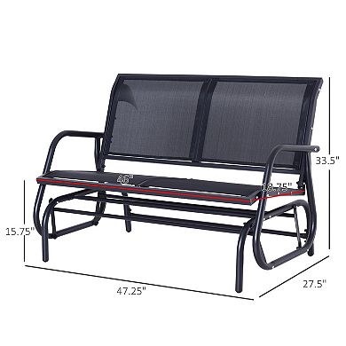 2-person Outdoor Glider Bench Double Rocking Chair For Patio Garden Porch Beige