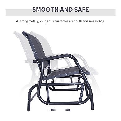 Outsunny 2 Person Outdoor Glider Bench Patio Double Swing Rocking Chair Loveseat w/Power Coated Steel Frame for Backyard Garden Porch Grey