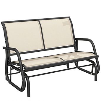 Outsunny 2-Person Patio Glider Bench Rocking Chair Loveseat w/ Armrest