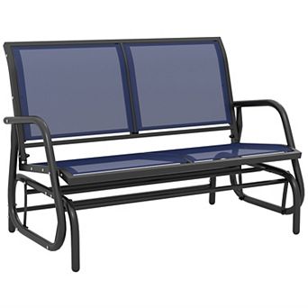 2-person Outdoor Glider Bench Double Rocking Chair For Patio Garden Porch Black