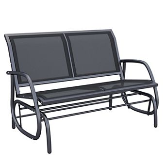 2-person Outdoor Glider Bench Double Rocking Chair For Patio Garden Porch Black