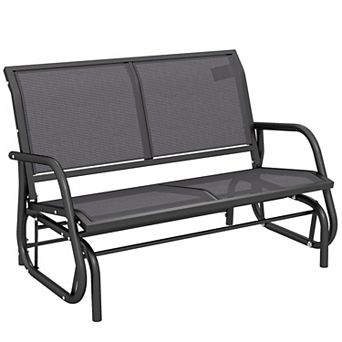Outsunny 2-Person Patio Glider Bench Rocking Chair Loveseat w/ Armrest Black