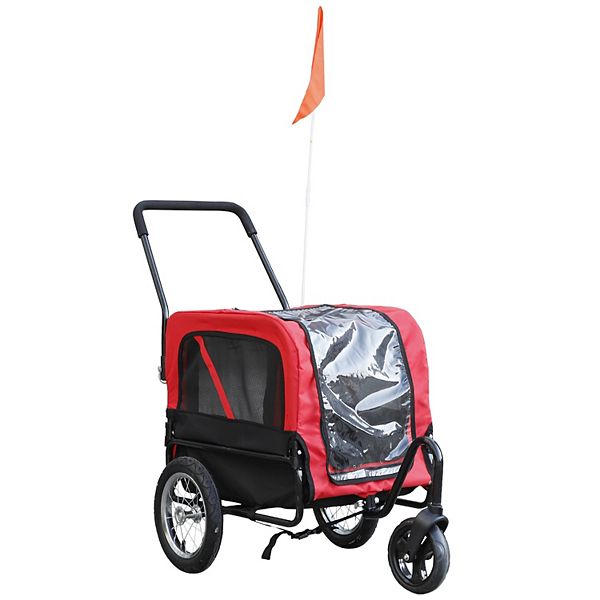 Aosom Elite Jr Dog Bike Trailer 2 In 1 Pet Stroller Cart Bicycle Wagon