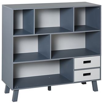 HOMCOM 3 tier Bookcase Chest Open Shelves Cabinet Home Storage Furniture with Drawers