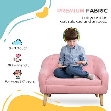 Qaba 2-Seat Kids Sofa, Toddler Sofa Couch, Sofa Chair for Ages 3-7