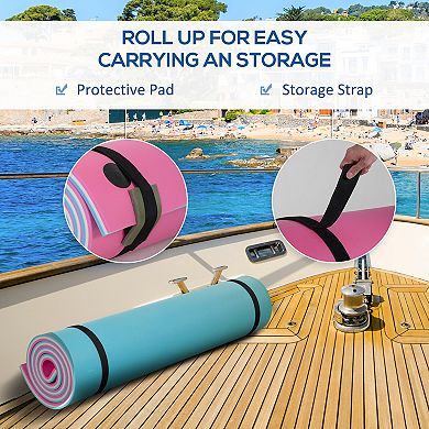 Homcom 10' X 5' Foam Floating Water Pool Pad Mat W/ Straps For Rolling Storage