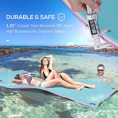 Homcom 10' X 5' Foam Floating Water Pool Pad Mat W/ Straps For Rolling Storage