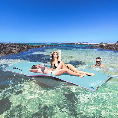 Homcom 10' X 5' Foam Floating Water Pool Pad Mat W/ Straps For Rolling Storage