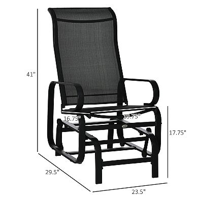 Outdoor Patio Gliding Chair, Swing Rocker Sling Fabric, Porch Deck Garden Pool