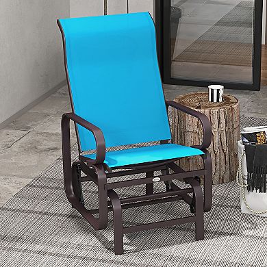 Outdoor Patio Gliding Chair, Swing Rocker Sling Fabric, Porch Deck Garden Pool