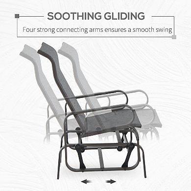 Outdoor Patio Gliding Chair, Swing Rocker Sling Fabric, Porch Deck Garden Pool