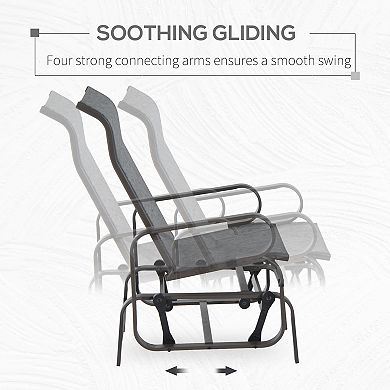 Outsunny Gliding Lounger Chair Outdoor Swinging Chair with Smooth Rocking Arms and Lightweight Construction for Patio Backyard Brown