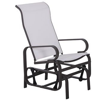 Outdoor Patio Gliding Chair, Swing Rocker Sling Fabric, Porch Deck Garden Pool