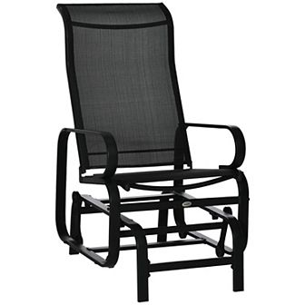 Outdoor Patio Gliding Chair, Swing Rocker Sling Fabric, Porch Deck Garden Pool