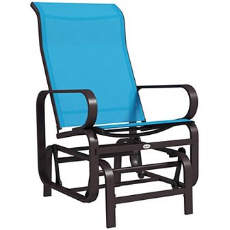 Outdoor Patio Gliding Chair, Swing Rocker Sling Fabric, Porch Deck Garden Pool