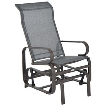 Outdoor Patio Gliding Chair, Swing Rocker Sling Fabric, Porch Deck Garden Pool