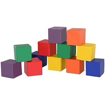 Soozier 12 pc Soft Play Blocks Soft Foam Toy Building and Stacking Blocks Compliant Learning Toys for Toddler Baby Kids Preschool