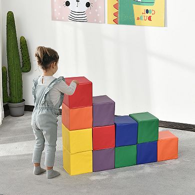 Soozier 12 Piece Soft Play Blocks Soft Foam Toy Building and Stacking Blocks Compliant Learning Toys for Toddler Baby Kids Preschool
