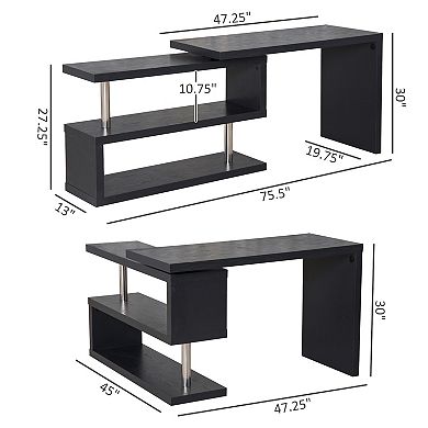 S-shape Modern Wood Swivel Storage Shelf Corner Desk Organizer For Home