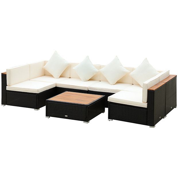 Outsunny 7pc rattan online outdoor set